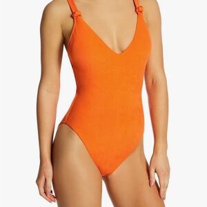 Pink One-Piece Swimsuit with Knotted Straps